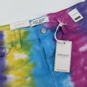 Judy Blue Tie-Dye High Waist Shorts in Blue, Purple, Yellow